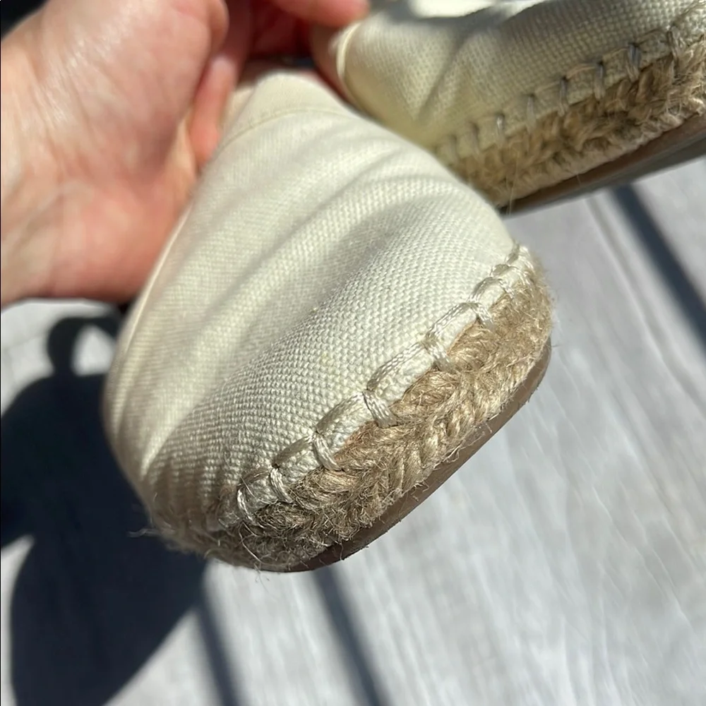 Lucky Brand Cream Espadrille Slip-Ons with Cross-Strap Design, 6 1/2. - Picture 3 of 8